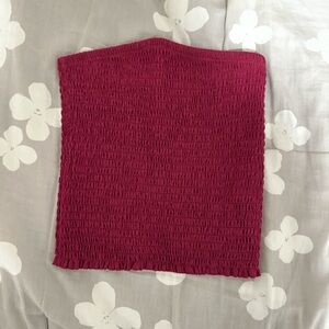 Garage Burgundy Smocked Crop Top